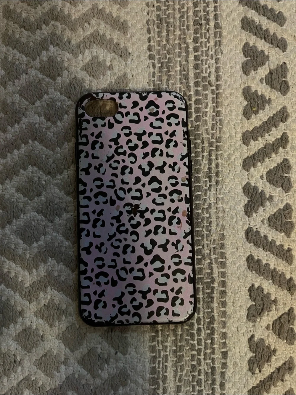 Apple Pink and Black Leopard Print iPhone Case